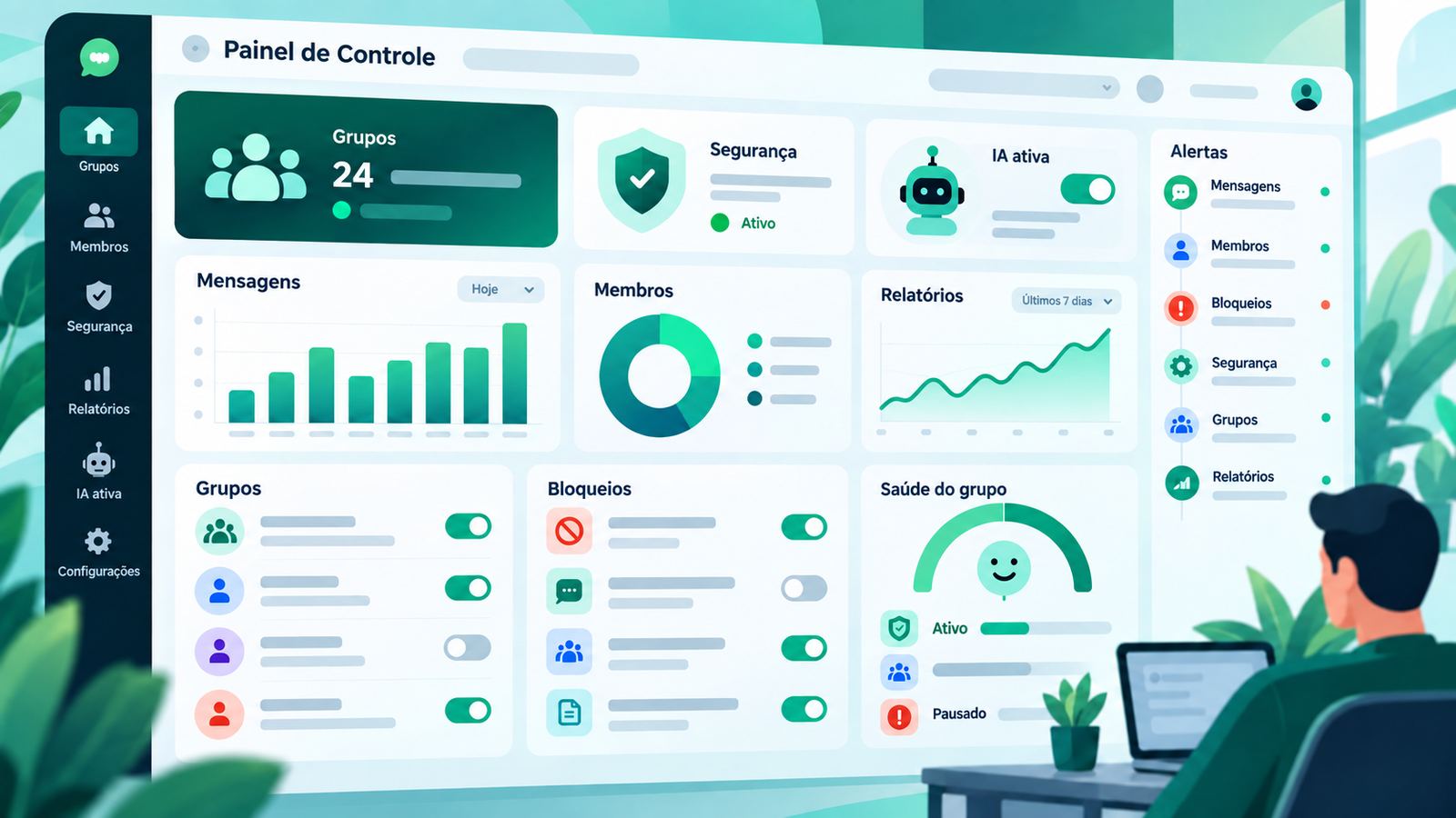 Painel de controle dos grupos
